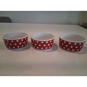 Set of 3 Signature Housewares Red Polka Dot Ramekins Bowls - Concept Ultra 4